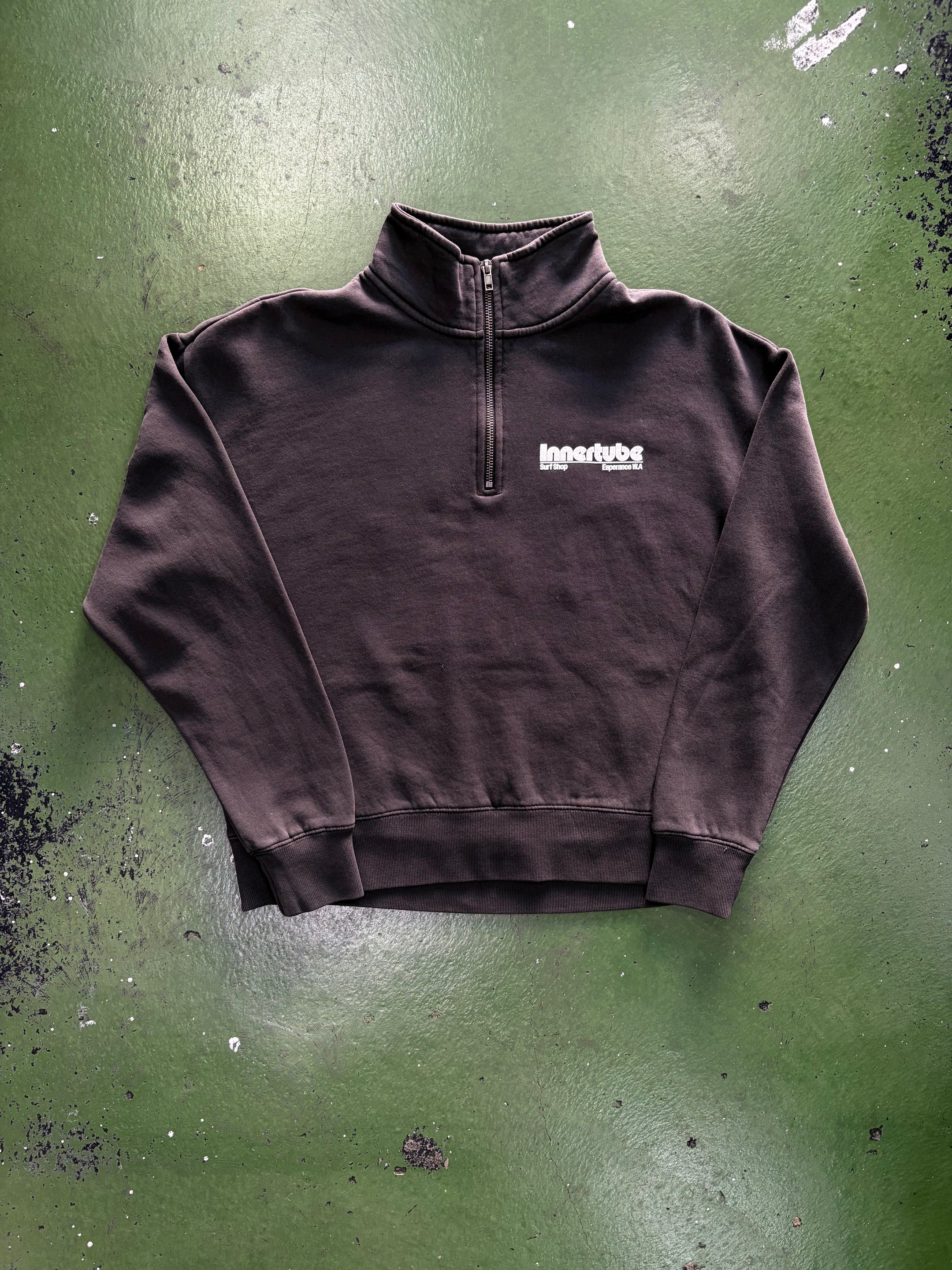 Ladies Puff 1/4 Zip Faded Black/ White