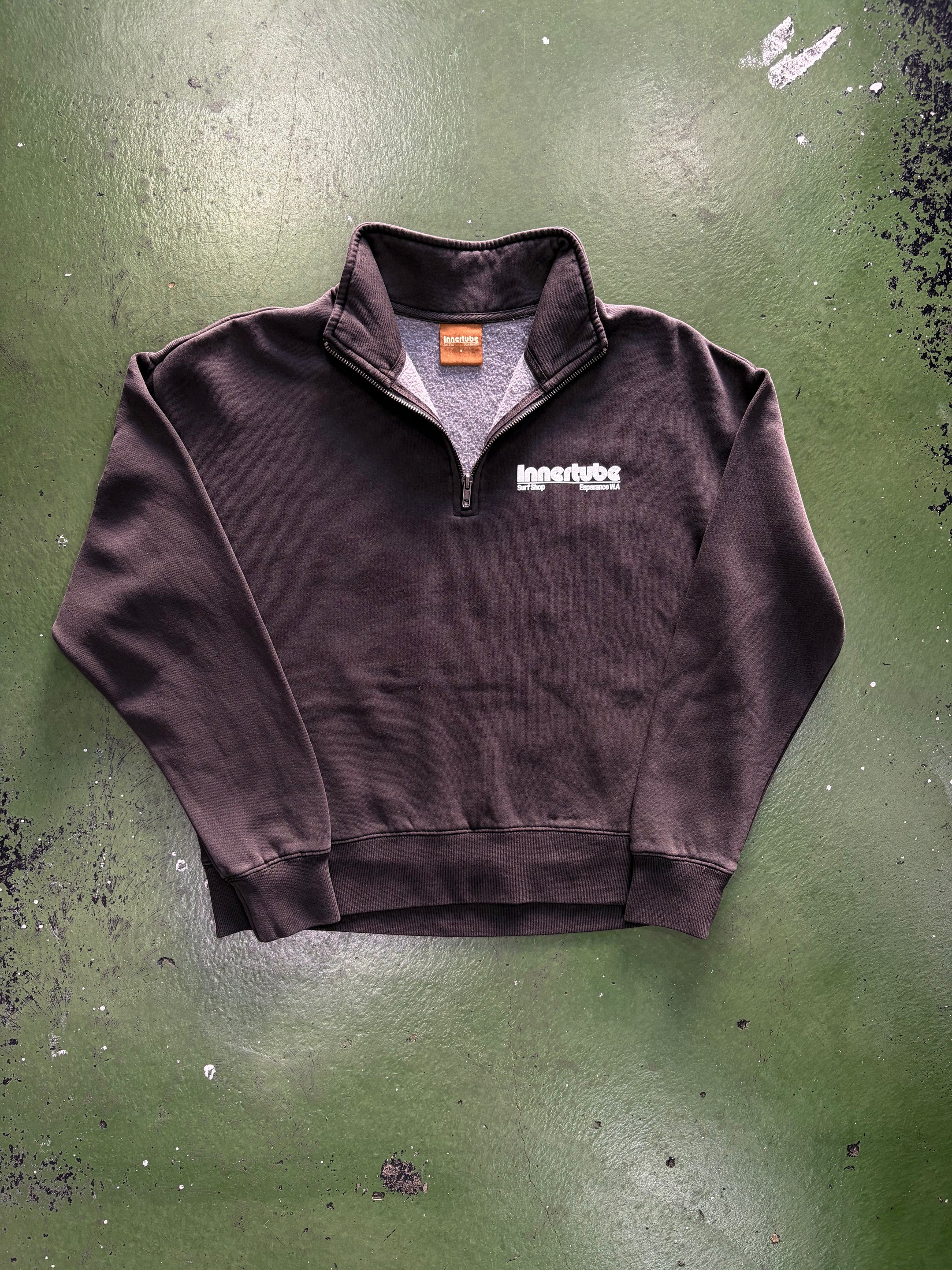 Ladies Puff 1/4 Zip Faded Black/ White