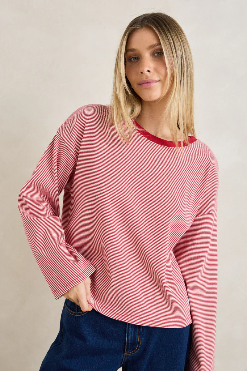 Lexi Stripe Long Sleeve Top Red