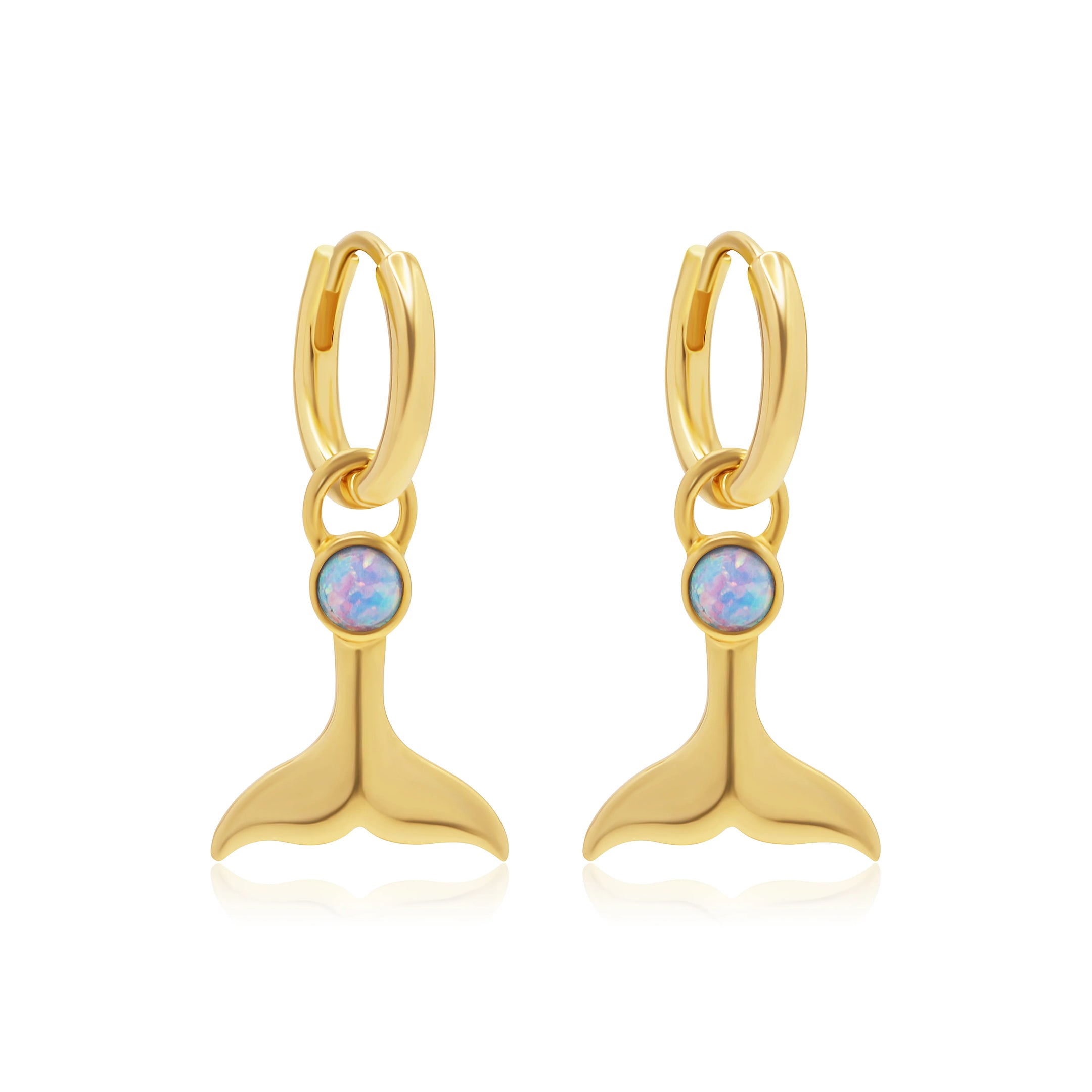 La Sirene Blue Opal Gold Hoops